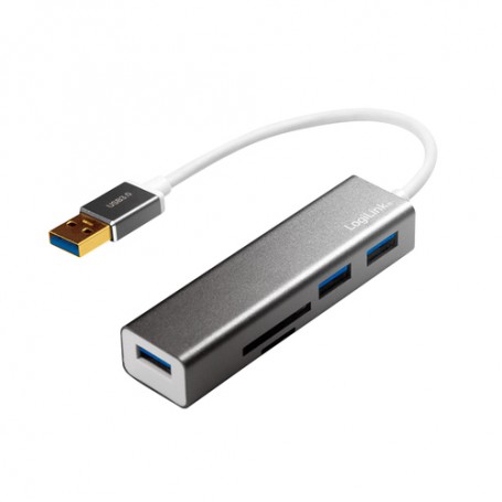LogiLink UA0306 hub di interfaccia USB 3.2 Gen 1 (3.1 Gen 1) Type-A 5000 Mbit/s Argento, Bianco