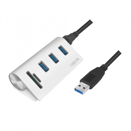 LogiLink CR0045 hub di interfaccia USB 3.2 Gen 1 (3.1 Gen 1) Type-A 5000 Mbit/s Argento