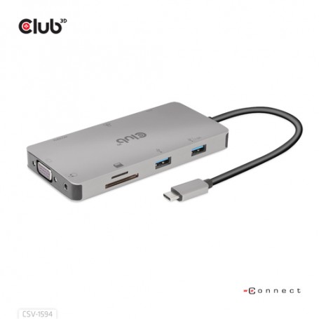 CLUB3D CSV-1594 hub di interfaccia USB 3.2 Gen 1 (3.1 Gen 1) Type-C 5000 Mbit/s Nero, Grigio