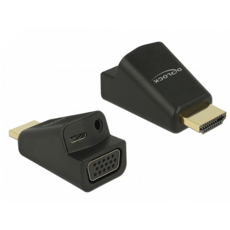 DeLOCK 65895 adattatore per inversione del genere dei cavi HDMI A VGA & 3.5 mm Audio Nero
