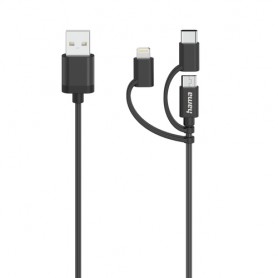 Hama 00300072 cavo USB 0,75 m USB 2.0 USB A USB C/Micro-USB B/Lightning Nero