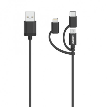 Hama 00300072 cavo USB 0,75 m USB 2.0 USB A USB C/Micro-USB B/Lightning Nero