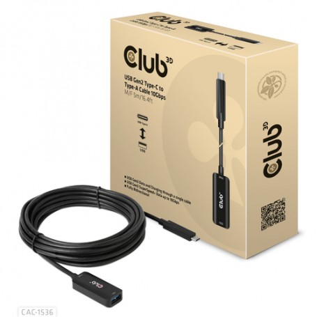 CLUB3D CAC-1536 cavo USB 5 m USB 3.2 Gen 2 (3.1 Gen 2) USB C USB A Nero