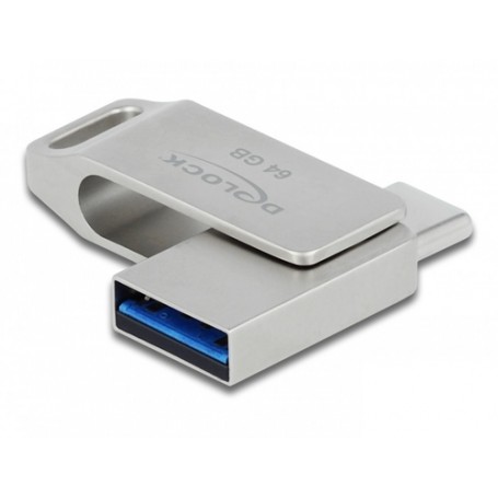 DeLOCK 54075 unità flash USB 64 GB USB Type-A / USB Type-C 3.2 Gen 1 (3.1 Gen 1) Argento