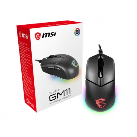 MSI Clutch GM11 mouse Ambidestro USB tipo A Ottico 5000 DPI (CLUTCH-GM11) (S12-0401650-CLA) (CLUTCH-GM11)