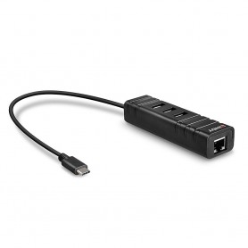Lindy 43249 hub di interfaccia USB 3.2 Gen 1 (3.1 Gen 1) Type-C 5000 Mbit/s Nero (43249-LND)