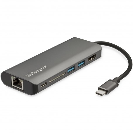 StarTech.com Adattatore USB C multiporta - USB-C a 4K HDMI, 3x USB 3.0 Hub, SD/SDHC, GbE, 60W PD - Mini dock port (DKT30CSDHPD3)