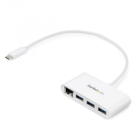 StarTech.com Hub USB 3.0 a 3 porte con Gigabit Ethernet - USB-C a 3x USB-A - Bianco (HB30C3A1GEA)