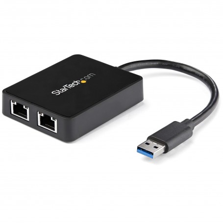 StarTech.com Adattatore USB 3.0 a doppia porta Ethernet Gigabit NIC con porta USB (USB32000SPT)
