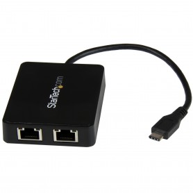StarTech.com Adattatore di Rete USB-C a doppia uscita Ethernet Gigabit con porta USB tipo-A (US1GC301AU2R)
