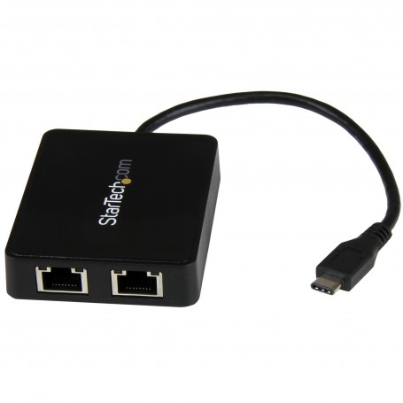 StarTech.com Adattatore di Rete USB-C a doppia uscita Ethernet Gigabit con porta USB tipo-A (US1GC301AU2R)