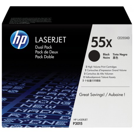 HP Confezione da 2 cartucce originali di Toner nero ad alta capacità LaserJet 55X (CE255XD)