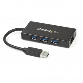 StarTech.com Hub Portatile USB 3.0 con Adattatore NIC Ethernet Gigabit Gbe in alluminio con cavo - UASP (ST3300GU3B)
