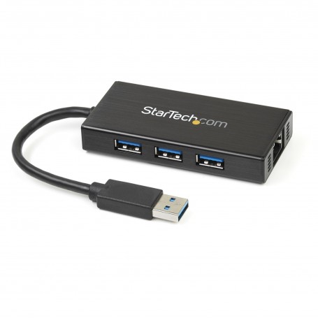 StarTech.com Hub Portatile USB 3.0 con Adattatore NIC Ethernet Gigabit Gbe in alluminio con cavo - UASP (ST3300GU3B)