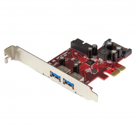 StarTech.com Scheda Espansione PCI Express USB 3.0 a 4 porte - 2 interne, 2 esterne - Adattatore PCIe alimentato S (PEXUSB3S2EI)