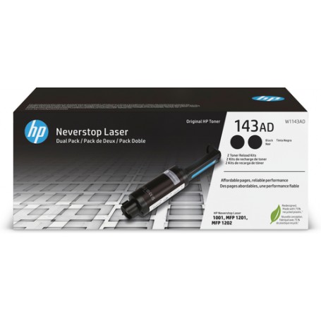 HP Kit ricarica toner nero originale Neverstop 143AD, dual-pack (W1143AD)
