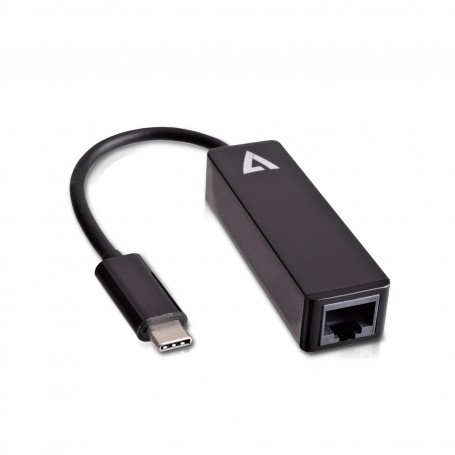 V7 Adaptador USB negro de vídeo con conector USB-C macho a RJ45 hembra (V7UCRJ45-BLK-1E)