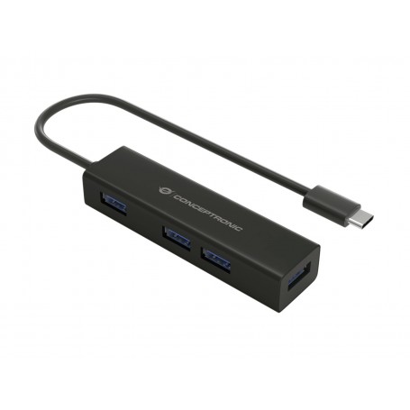 Conceptronic HUBBIES07B hub di interfaccia USB 3.2 Gen 1 (3.1 Gen 1) Type-C 5000 Mbit/s Nero (HUBBIES07B)