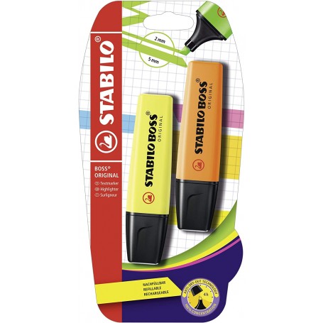 STABILO Evidenziatore - BOSS ORIGINAL - Pack da 2 - Giallo/Arancione (B-10434-10)