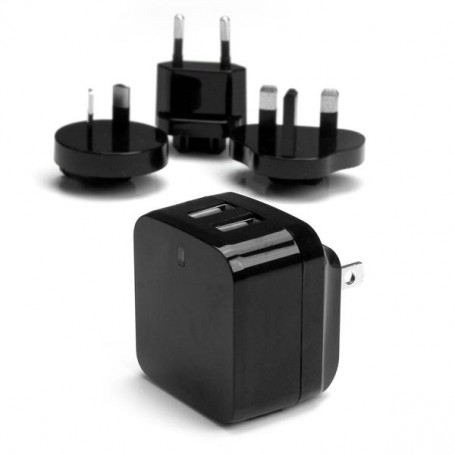 StarTech.com Caricabatterie da Muro a doppia porta x2 USB ad alta potenza ( 17W / 3.4 Amp ) con prese da viaggio (In (USB2PACBK)
