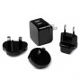 StarTech.com Caricabatterie da Muro a doppia porta x2 USB ad alta potenza ( 17W / 3.4 Amp ) con prese da viaggio (In (USB2PACBK)