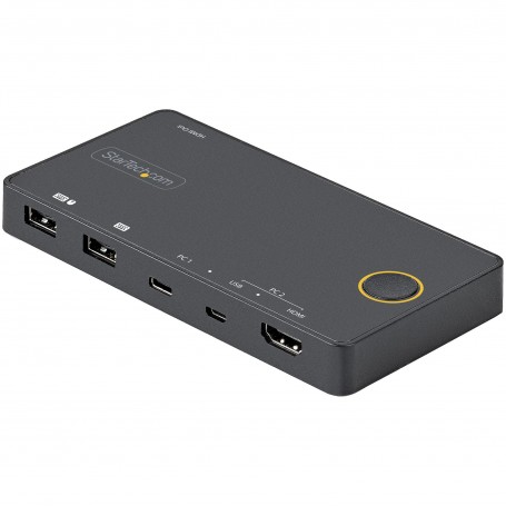 StarTech.com Switch KVM ibrido USB-A + HDMI e USB-C a 2 porte - Monitor singolo HDMI 2.0 4K 60Hz - Switch KVM compa (SV221HUC4K)