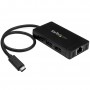 StarTech.com Hub USB 3.0 a 3 porte con USB-C e Ethernet Gigabit - Include Adattatore di Alimentazione (HB30C3A1GE)