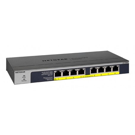 Netgear GS108PP Non gestito Gigabit Ethernet (10/100/1000) Supporto Power over Ethernet (PoE) Nero (GS108PP-100EUS)