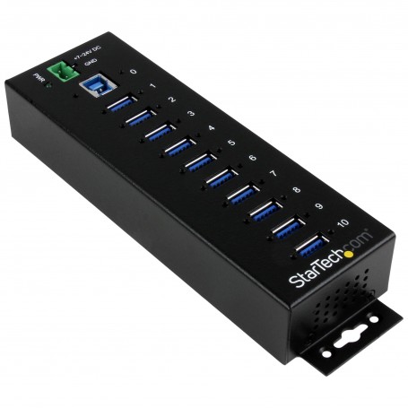 StarTech.com HUB Industriale USB 3.0 a 10 porte - Perno e concentratore USB 3.0 con ESD e protezione da sovratensio (ST1030USBM)