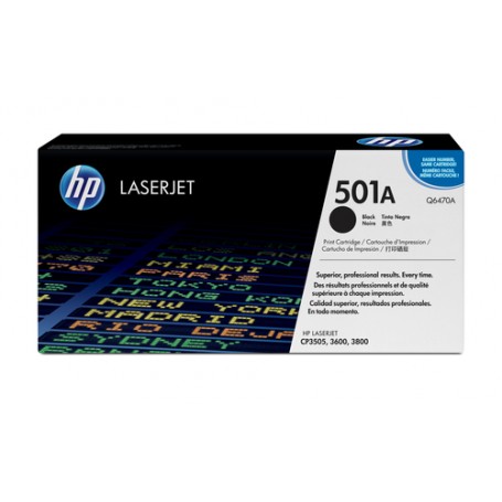 HP 501A Black Original LaserJet Toner Cartridge with ColorSphere Toner cartuccia toner 1 pz Originale Nero (Q6470A)
