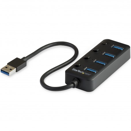 StarTech.com Hub USB 3.0 a 4 porte - 4x USB-A con Swith On/Off Individuale (HB30A4AIB)