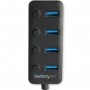 StarTech.com Hub USB 3.0 a 4 porte - 4x USB-A con Swith On/Off Individuale (HB30A4AIB)