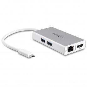 StarTech.com Adattatore Multifunzione USB-C per portatili - Power Delivery - 4K HDMI - Gbe - USB 3.0 - Bianco e Arg (DKT30CHPDW)