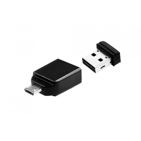 Verbatim Nano - Memoria USB da 32 GB con Adattatore Micro USB - Nero (49822)