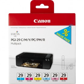 Canon PGI-29 C/M/Y/PC/PM/R cartuccia d'inchiostro 6 pz Originale Ciano, Magenta, Ciano per foto, Magenta per foto, Ro (4873B005)