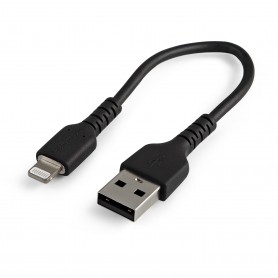 StarTech.com Cavo da USB-A a Lightning da 15cm nero - Robusto e resistente cavo di alimentazione/sincronizzazion (RUSBLTMM15CMB)