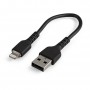 StarTech.com Cavo da USB-A a Lightning da 15cm nero - Robusto e resistente cavo di alimentazione/sincronizzazion (RUSBLTMM15CMB)