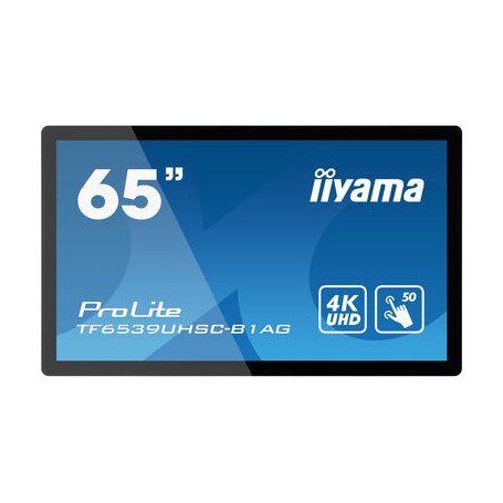 iiyama TF6539UHSC-B1AG visualizzatore di messaggi Pannello piatto interattivo 165,1 cm (65") LCD 500 cd/m² 4K Ultra HD Nero Tou