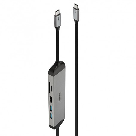 Lindy 43326 replicatore di porte e docking station per laptop Cablato USB 3.2 Gen 1 (3.1 Gen 1) Type-C Nero, Grigio