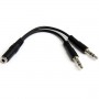 StarTech.com Adattatore splitter cuffie a 4 pin da 3,5 mm a 2x 3,5 mm a 3 pin - F/M (MUYHSFMM)