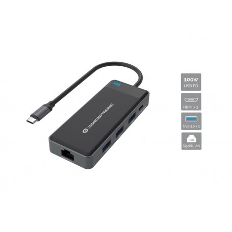 Conceptronic DONN14G replicatore di porte e docking station per notebook Cablato USB 3.2 Gen 1 (3.1 Gen 1) Type-C Grigio