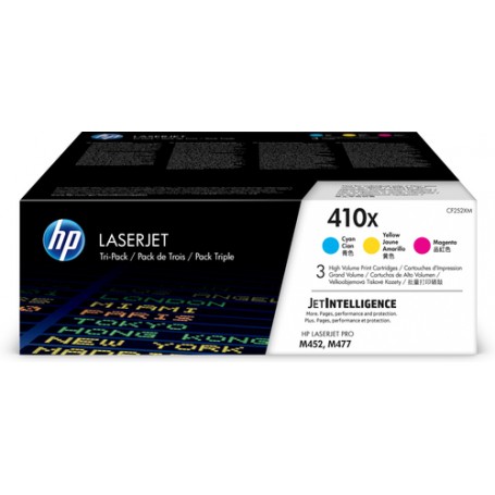 HP Confezione da 3 cartucce toner ciano/magenta/giallo originale ad alta capacità LaserJet 410X (CF252XM)
