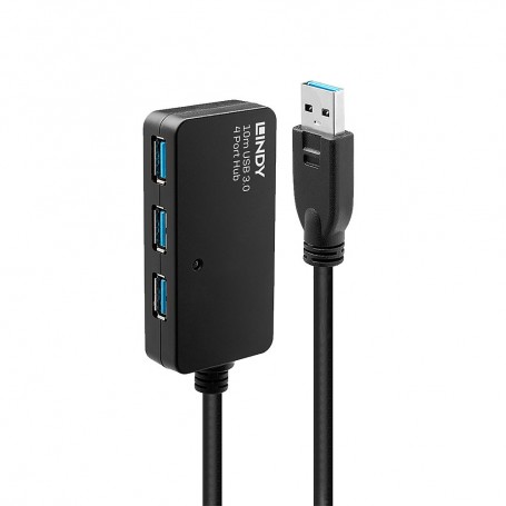 Lindy 43159 hub di interfaccia USB 3.2 Gen 1 (3.1 Gen 1) Type-A 5000 Mbit/s Nero (43159)