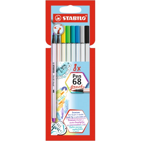 STABILO Pen 68 Brush marcatore Vivido Multicolore 8 pz (568/08-21)