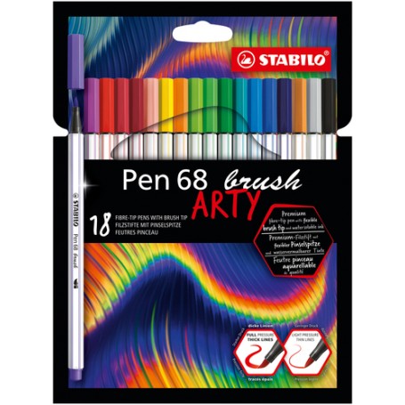 STABILO Pen 68 brush ARTY marcatore Multicolore 18 pz (568/18-21-20)