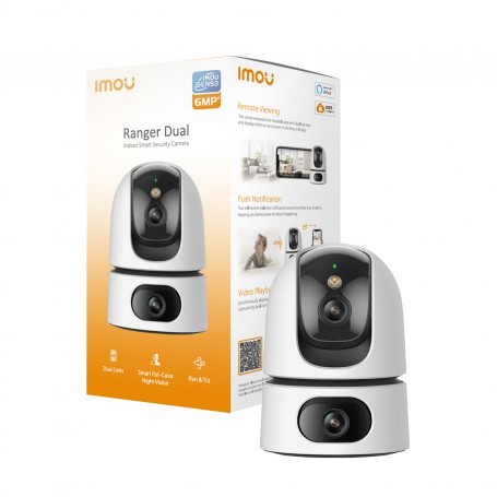 Imou Ranger DUAL 6MP (3MP+3MP) Telecamera WiFi Interno con Doppia Lente, 360°PTZ Telecamera da Interno, Rilevamento Umano, Trac