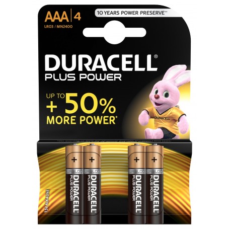 Duracell Plus Power AAA Batteria monouso Mini Stilo AAA Alcalino (MN2400B4) (DU0200) (MN2400B4)