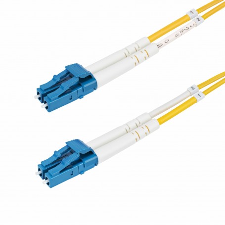 StarTech.com Cavo in fibra ottica duplex monomodale OS2 da LC a LC (UPC) da 1m, 9/125µm, 100G, Insensibile alla piegatura, Bass