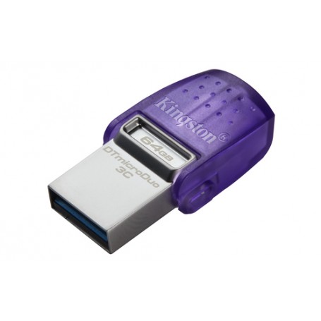 Kingston Technology DataTraveler microDuo 3C unità flash USB 64 GB USB Type-A / USB Type-C 3.2 Gen 1 (3.1 Gen 1) Porpora, Accia