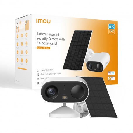 Imou Cell GO KIT 2K (3MP) Telecamera Wi-Fi Esterno/Interno Batteria Senza Fili, Rilevamento PIR/Umano, Visione Notturna a Colori